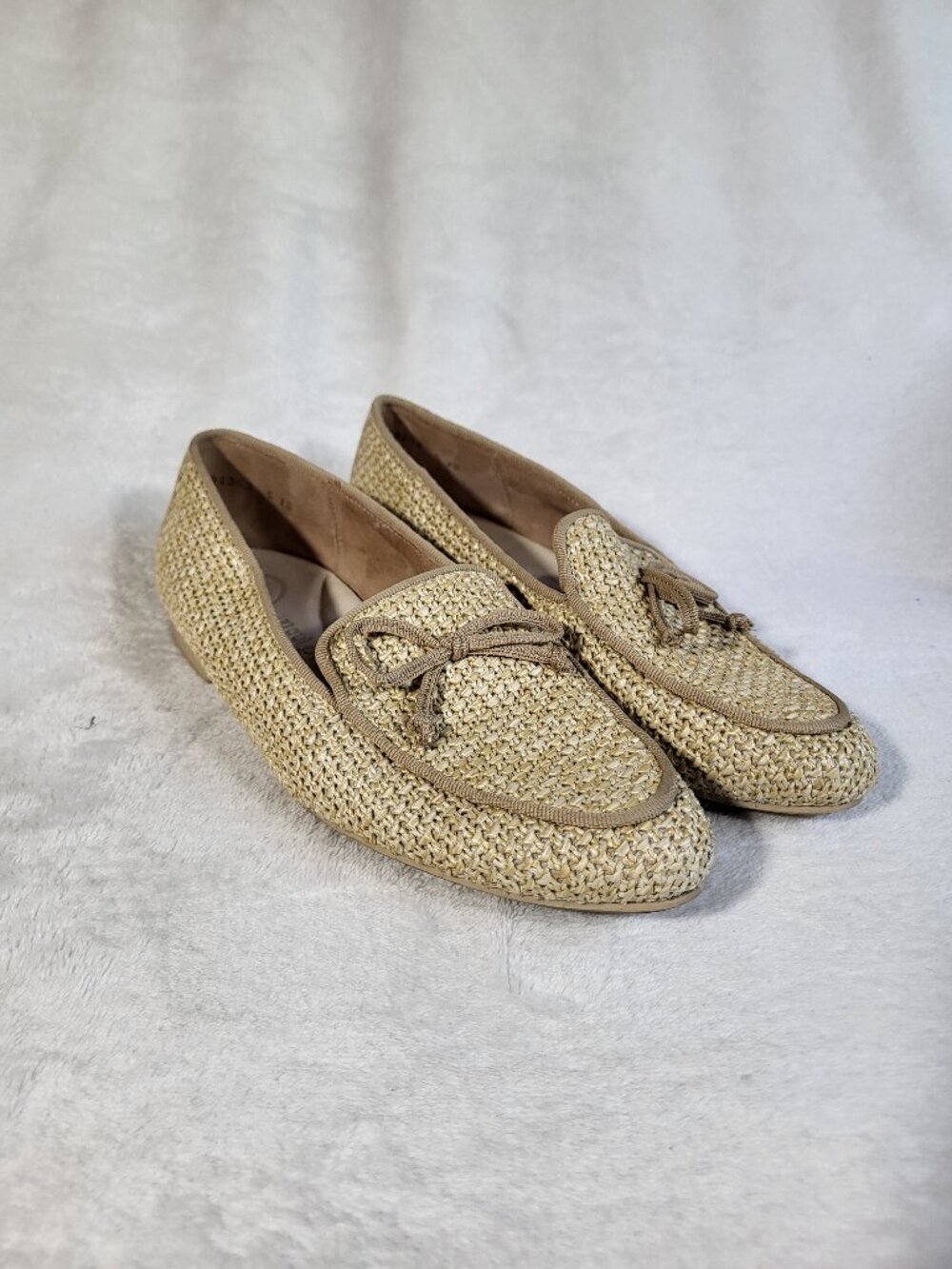 PAUL GREEN Women's Robbie Flat Loafer in Natural Beige Raffia 4.5